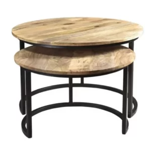 CIRCULAR COFFEE TABLE - 2 PCS - BROWN