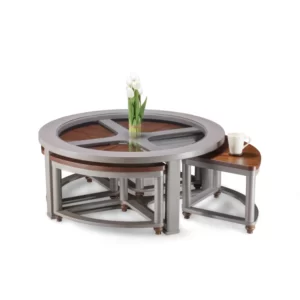 TONDO COFFEE TABLE WITH CHAIRS -BROWN AND GREY